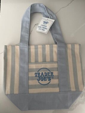 Trader Joe’s Striped Mini Tote Bag (Blue)